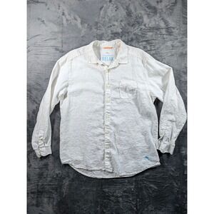 Tommy Bahama Linen Relax Mens White 100% Linen Long Sleeve Button Front Shirt XL